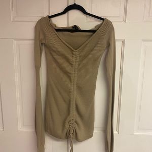 Beige Ruched Dress